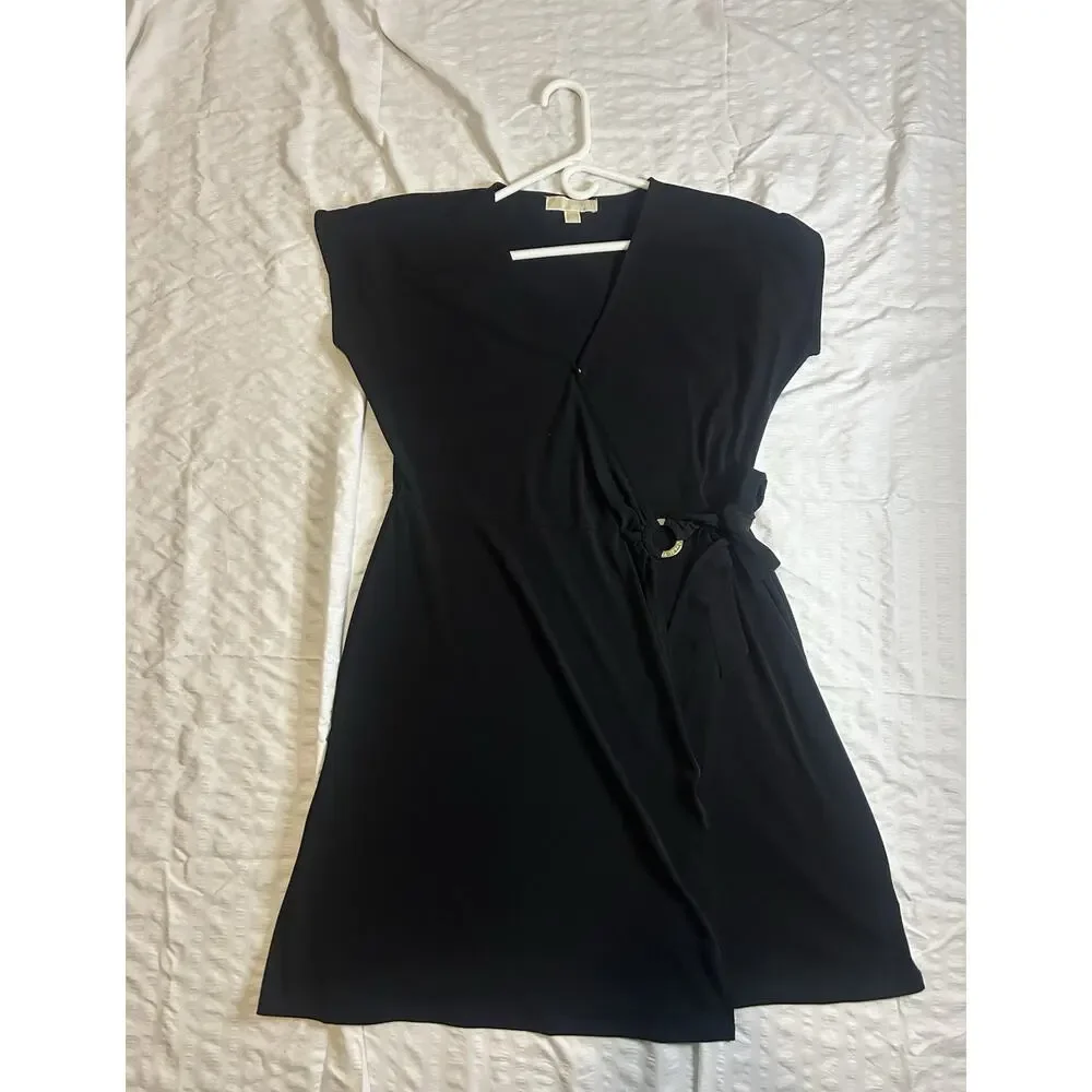Michael Kors Front Wrap Black Dress Women's Size XL - Picture 2 of 9